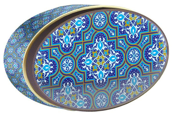 Cerulean Mosaic butter cookie tin โ Gold Central Asia โ Small Tin