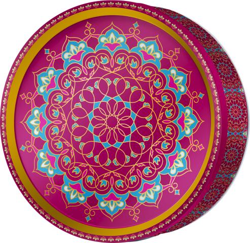 Magenta Mandala butter cookie tin โ Central Asia Classic
