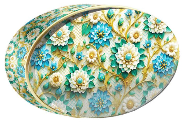 Teal Bloom butter cookie tin — Floral Collection — Butterly Cookies UAE