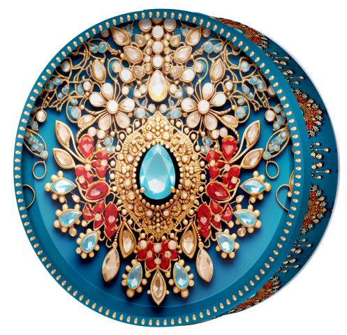 Teal Gem butter cookie tin — Classic Central Asia — Butterly Cookies UAE