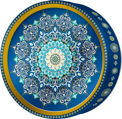 Turquoise Wheel butter cookie tin — Central Asia Classic — Butterly Cookies UAE