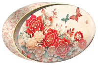 Desert Peacock butter cookie tin, Gold Oriental