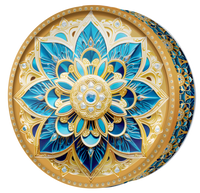 Jade Medallion butter cookie tin, Sapphire Mandala