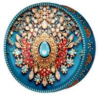 Silver Sun butter cookie tin, Sapphire Mandala