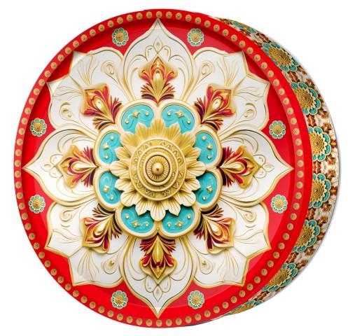 Crimson Sunburst butter cookie tin — Classic Central Asia — Butterly Cookies UAE