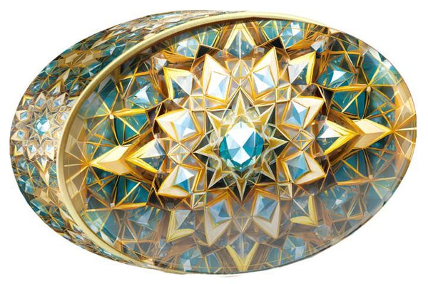 Crystal Star butter cookie tin — Gold Central Asia — Large Tin