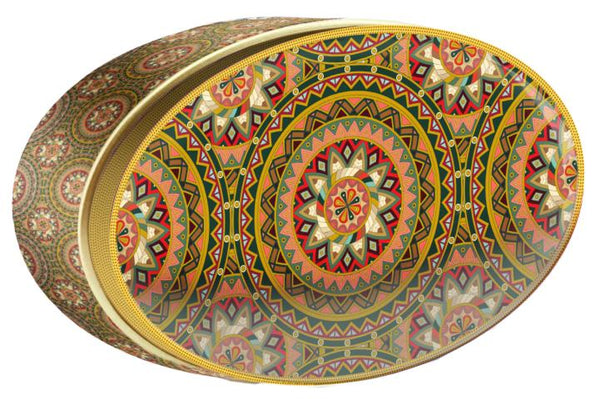 Ember Medallion butter cookie tin — Gold Central Asia — Small Tin