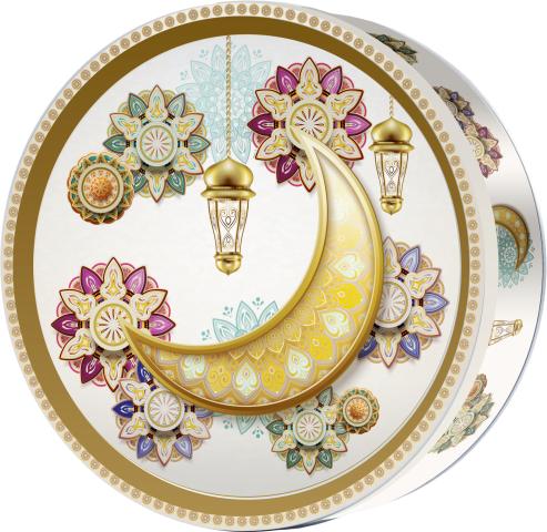 Golden Crescent butter cookie tin — Central Asia Classic — Butterly Cookies UAE