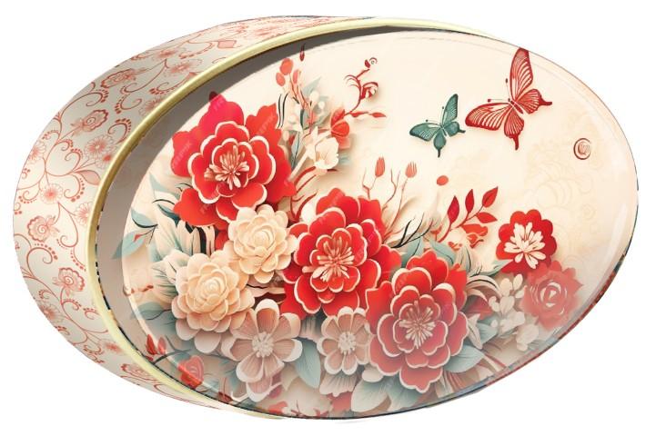 Rose Butterfly butter cookie tin — Gold Oriental — Butterly Cookies UAE