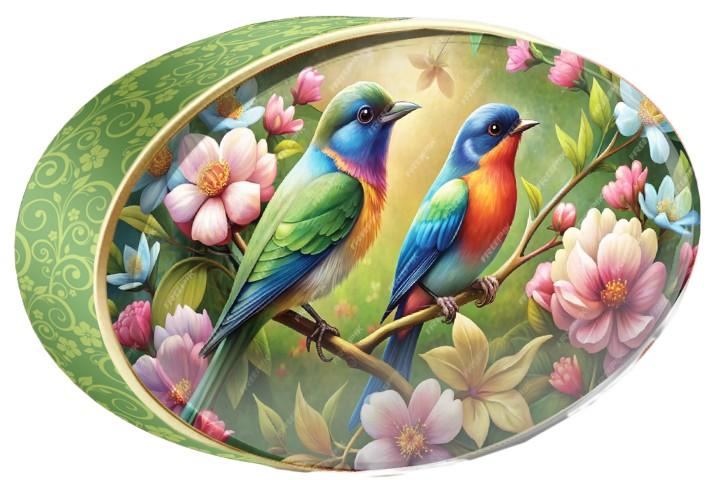 Tropical Bird butter cookie tin — Gold Oriental — Butterly Cookies UAE