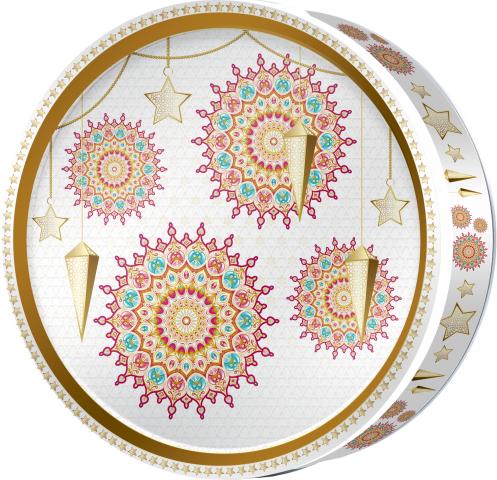 White Arabesque butter cookie tin — Central Asia Classic — Butterly Cookies UAE