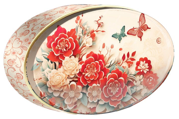 Desert Peacock butter cookie tin, Gold Oriental, Butterly Cookies UAE
