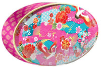 Rose Butterfly butter cookie tin, Gold Oriental