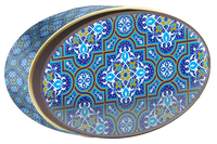 Scarlet Weave butter cookie tin, Central Asia