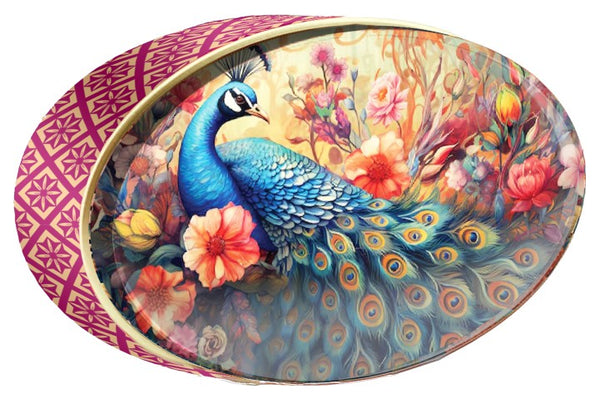 Tropical Bird butter cookie tin, Gold Oriental, Butterly Cookies UAE