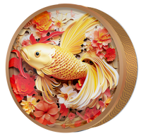 White Egret butter cookie tin, Koi & Blossom